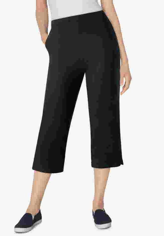 Womens Plus-Size Fineline Stretch Denim Pull-On Capri Jeans image number 0
