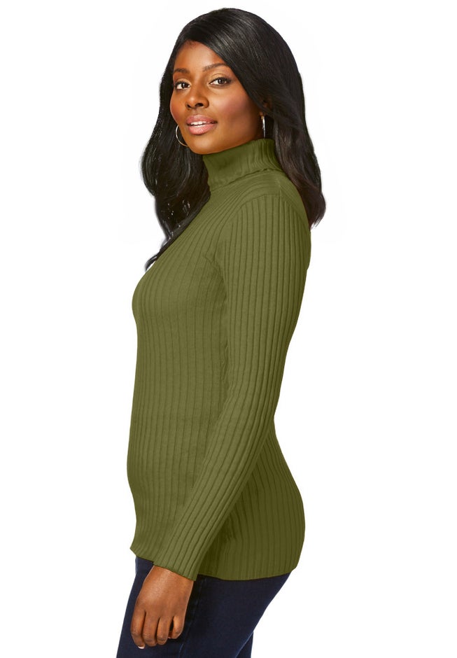 Ribbed Cotton Turtleneck Sweater image number 2