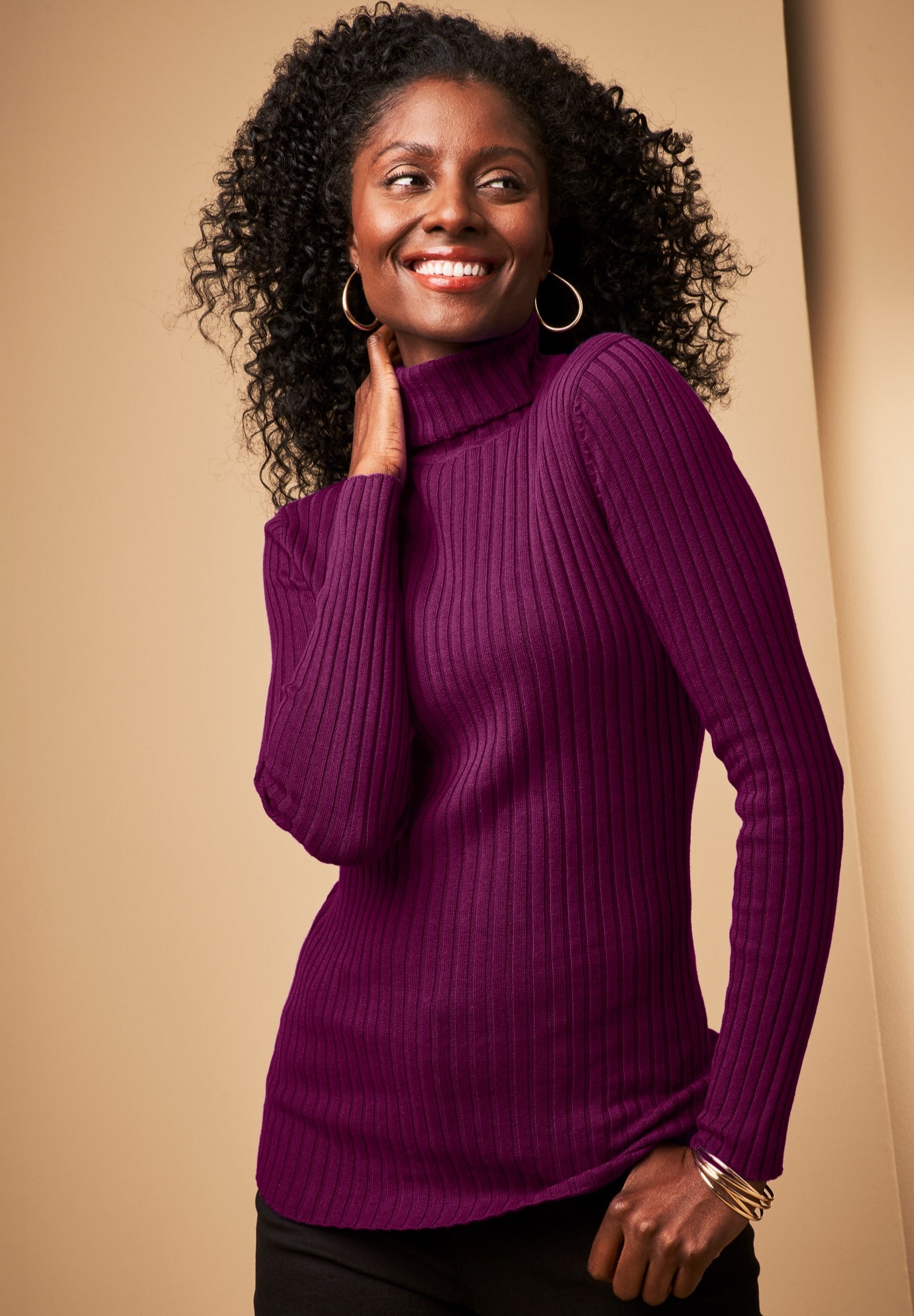 Ribbed Cotton Turtleneck Sweater image number 0