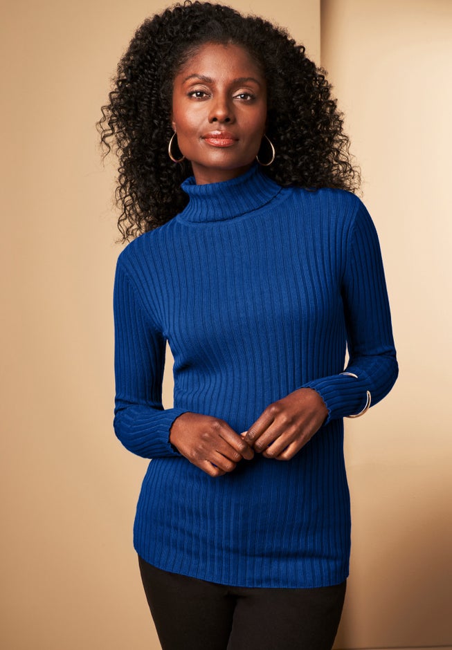 Ribbed Cotton Turtleneck Sweater image number 4