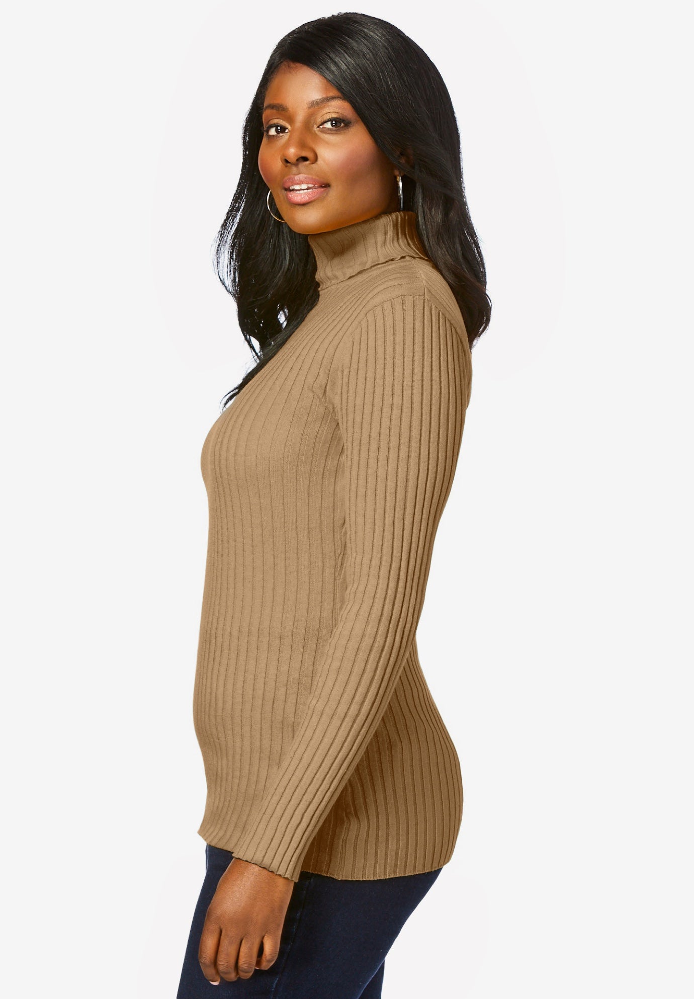 Ribbed Cotton Turtleneck Sweater image number 2