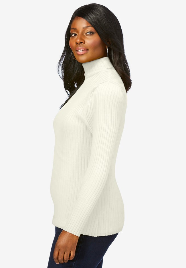 Ribbed Cotton Turtleneck Sweater image number 3