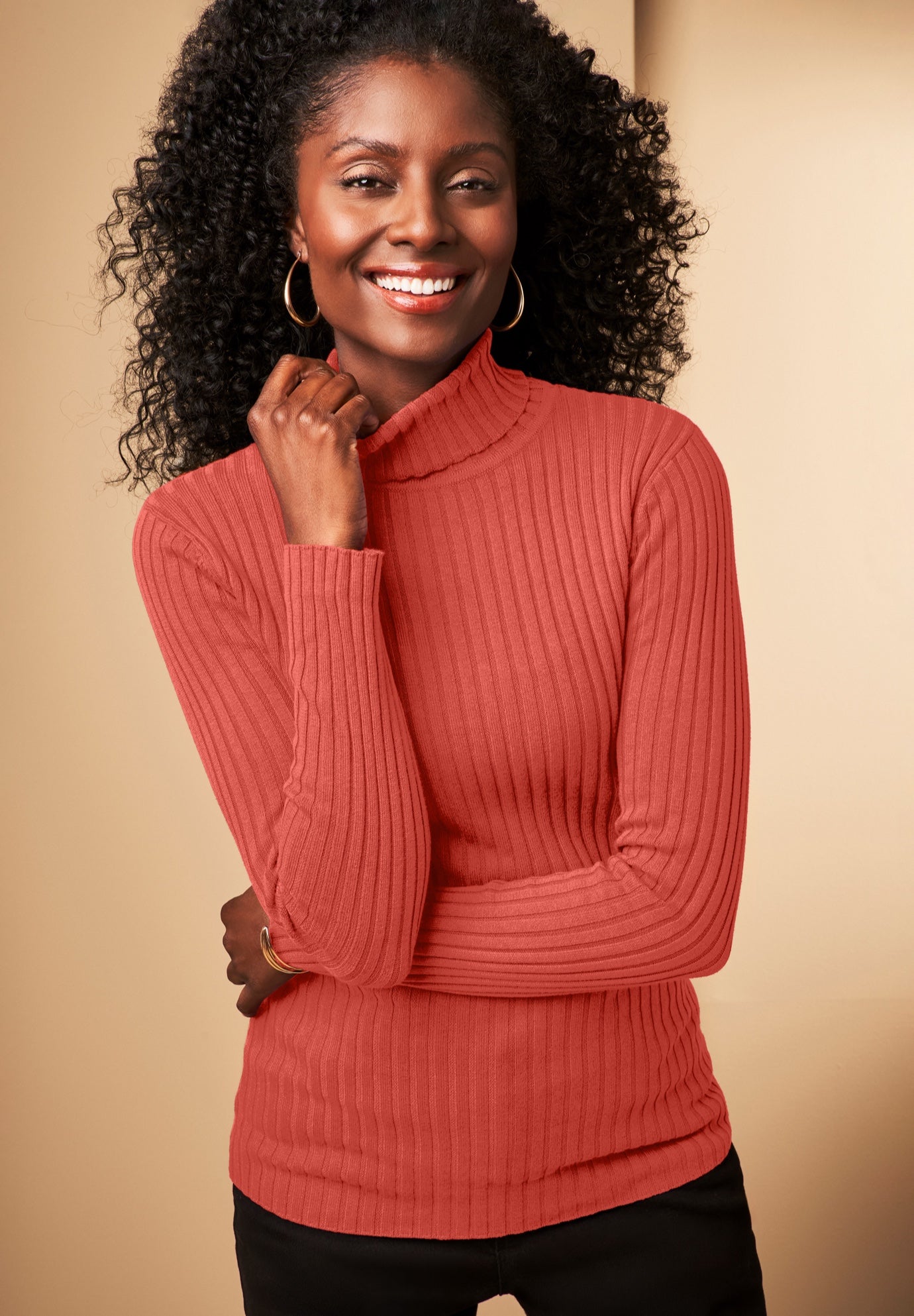 Ribbed Cotton Turtleneck Sweater image number 0