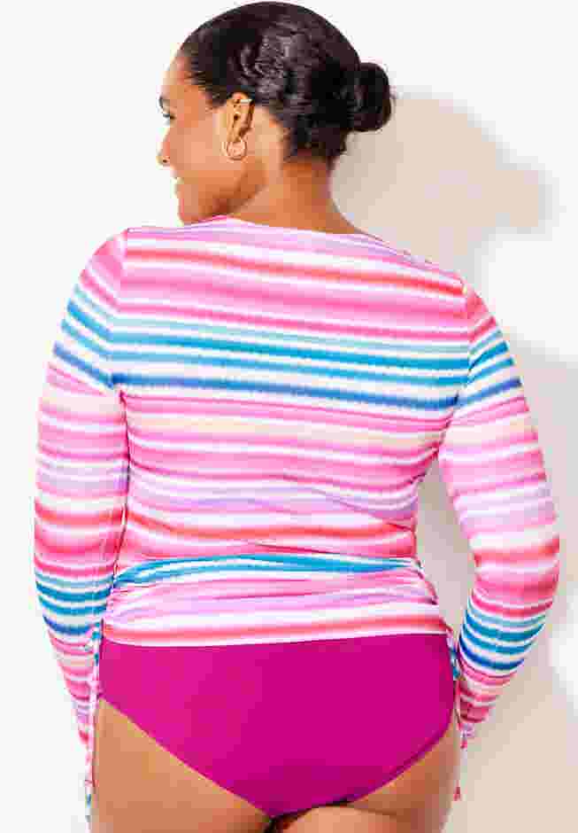 Chlorine Resistant Side-Tie Long Sleeve Swim Shirt Rash Guard image number 1