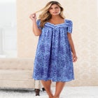 Short Silky Lace-Trim Gown image number null