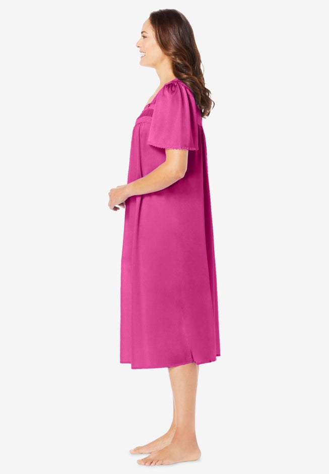 Short Silky Lace-Trim Gown image number 2