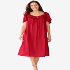 Short Silky Lace-Trim Gown image number null