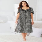 Short Silky Lace-Trim Gown image number null