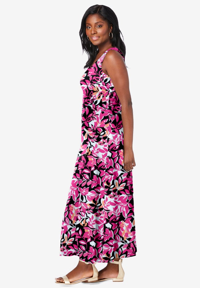 cotton tank dress maxi Women's 100% Organic Cotton Midi Tank Dress S / Eggplant
