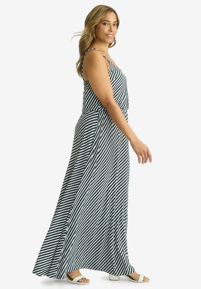 Stretch Knit Blouson Maxi Dress image number 2
