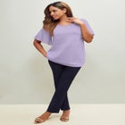 Stretch Knit Flutter Sleeve Tunic image number 0