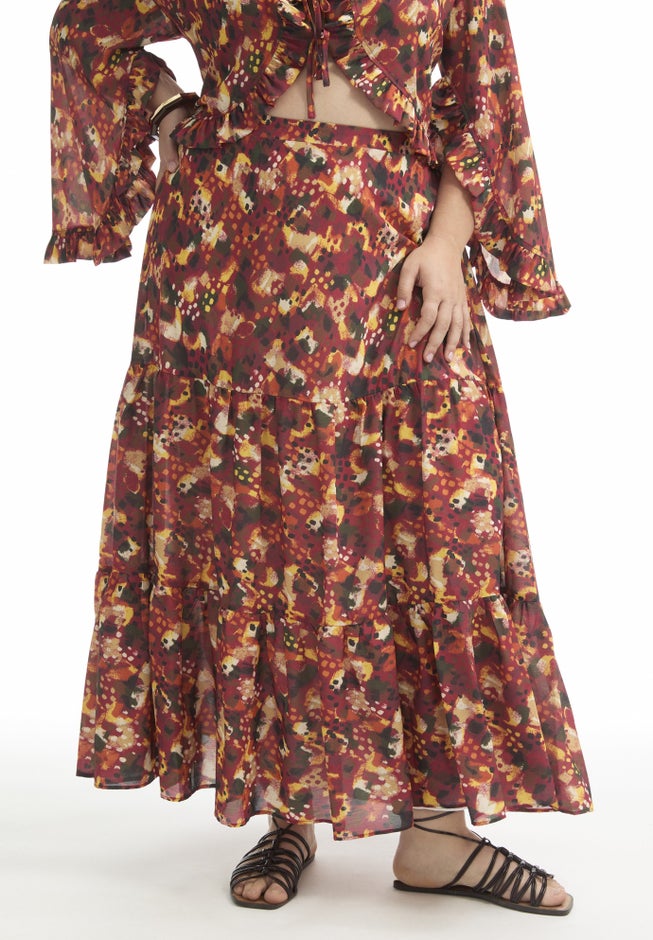 Tiered Printed Maxi Skirt image number 2