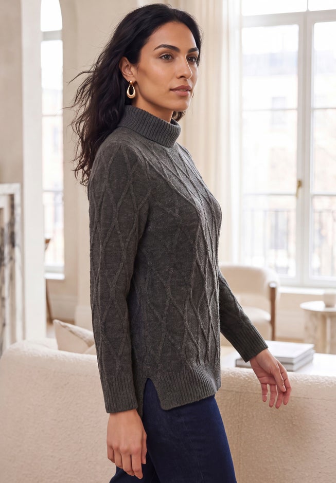 Cable Turtleneck Sweater image number 2