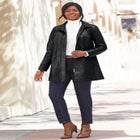 A-Line Zip Front Leather Jacket image number null