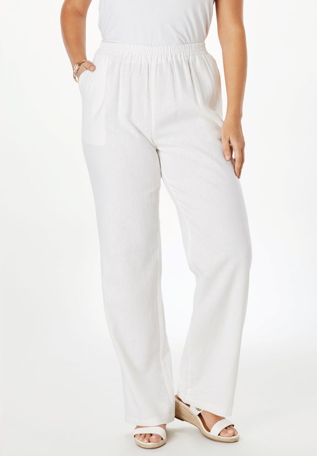 Lightweight Linen-Blend Straight-Leg Pants image number 4