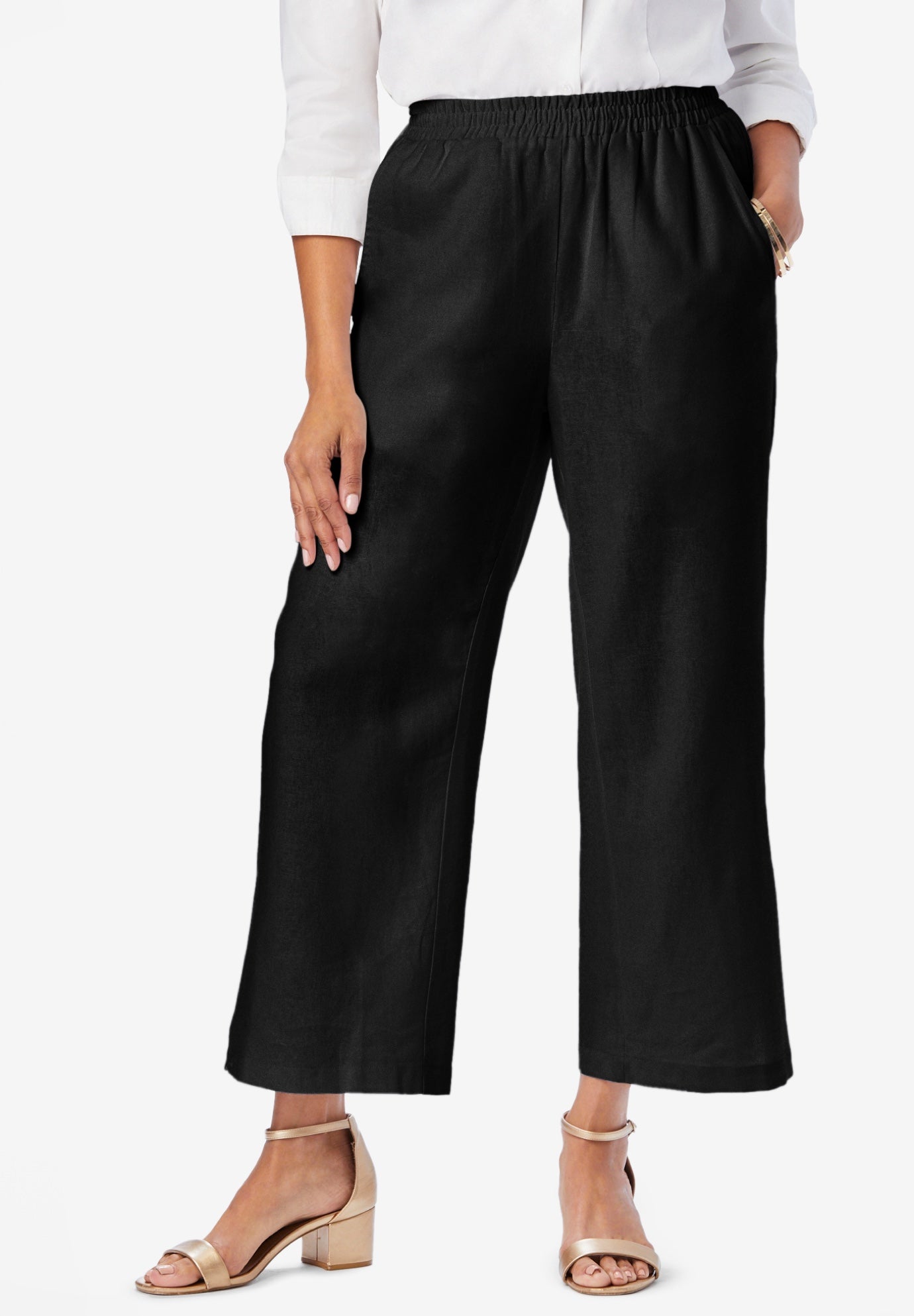 Wide Leg Linen Crop Pant image number 0