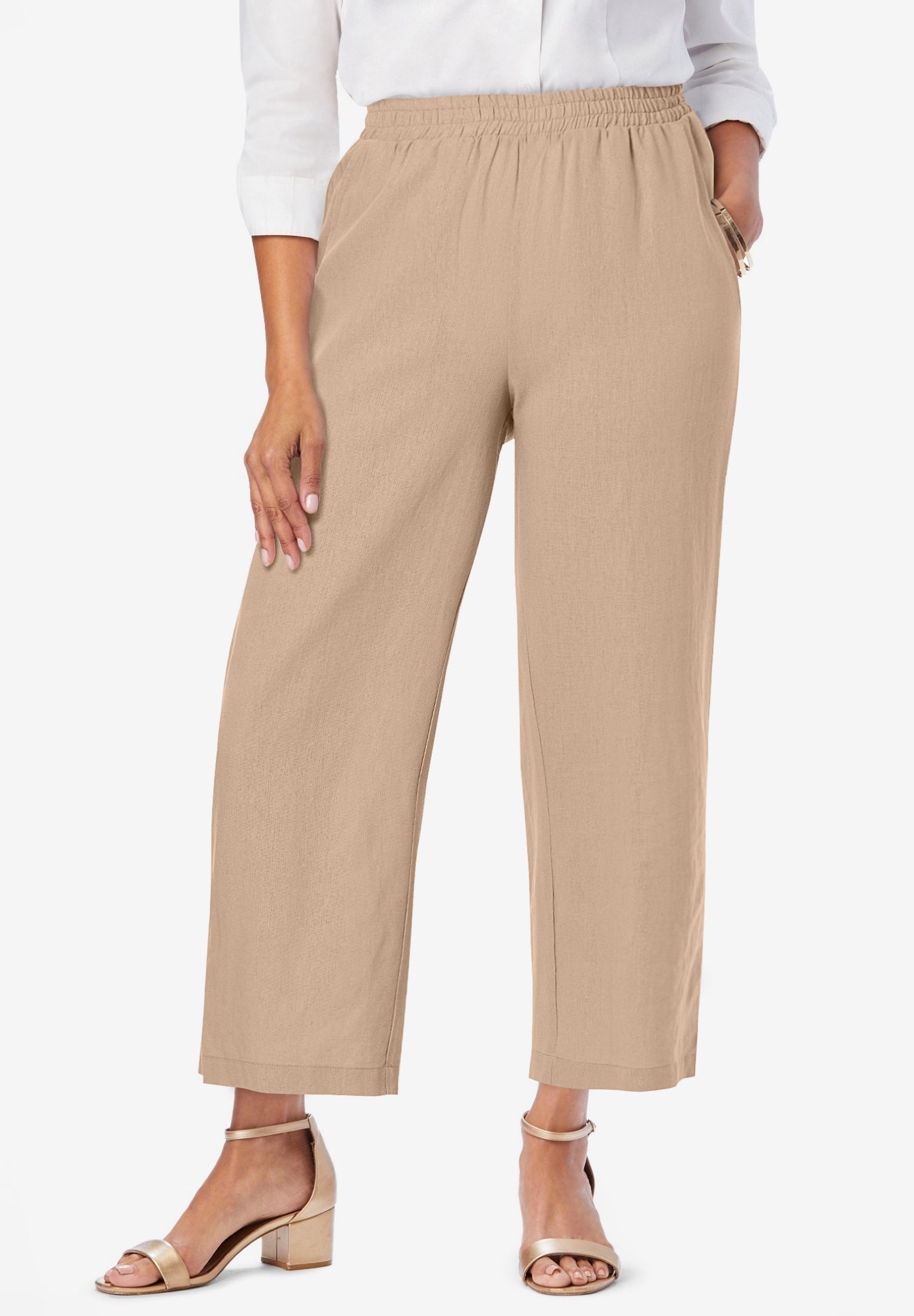 Wide Leg Linen Crop Pant image number 0
