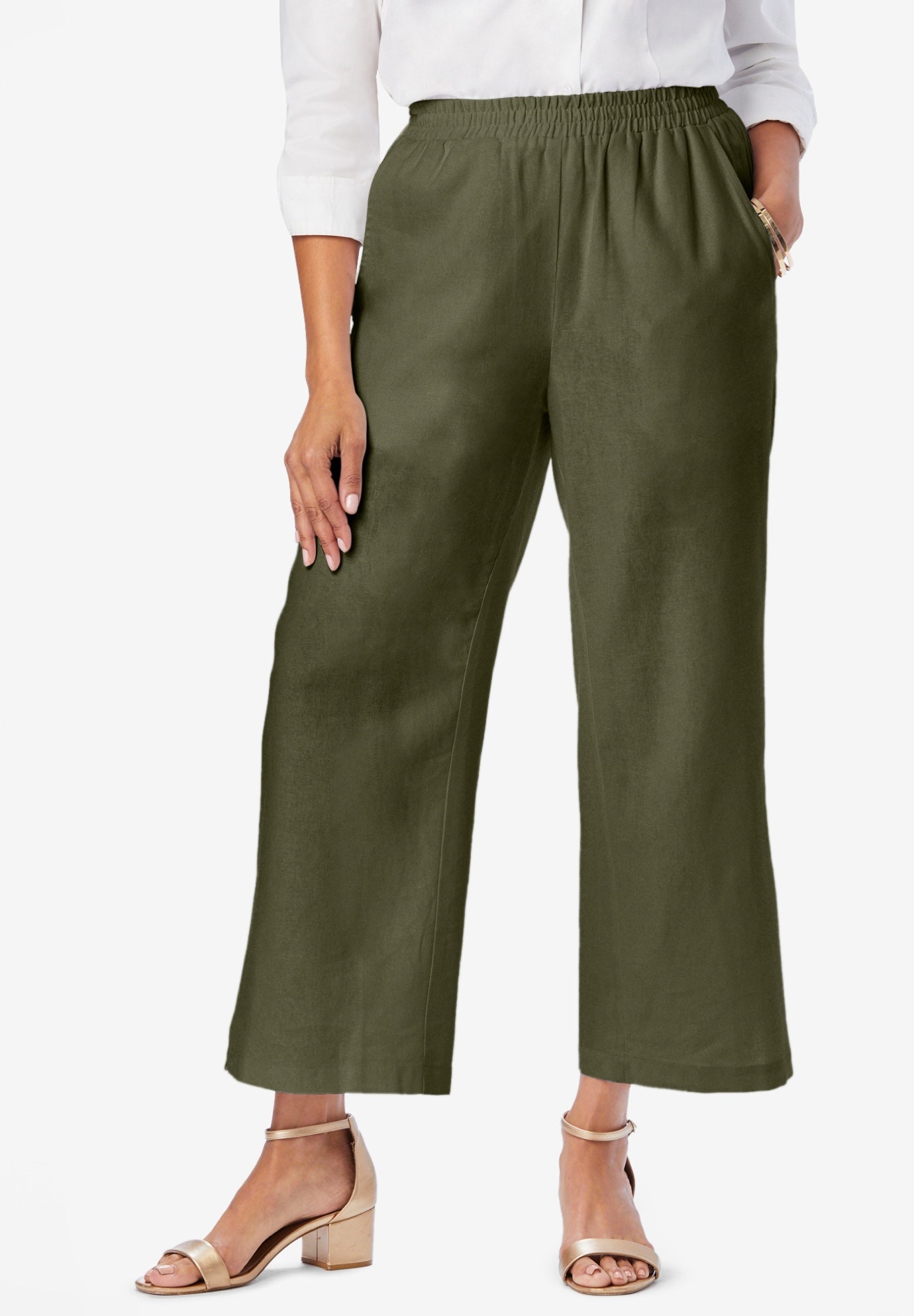 Wide Leg Linen Crop Pant image number 0