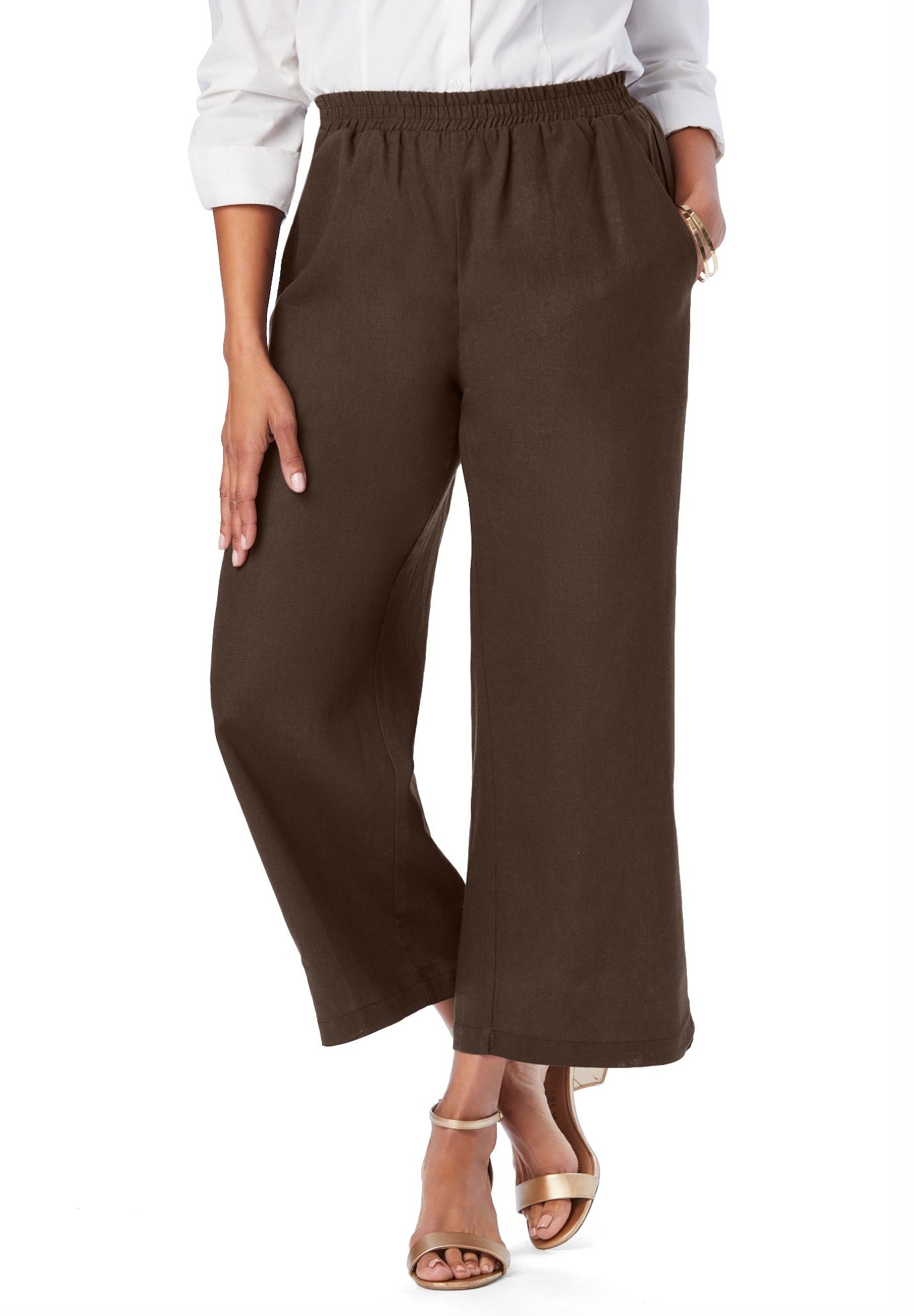 Wide Leg Linen Crop Pant image number 0