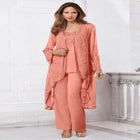 Plus Size Beaded Georgette Scoop Neck 3-Piece Pant Set image number 0