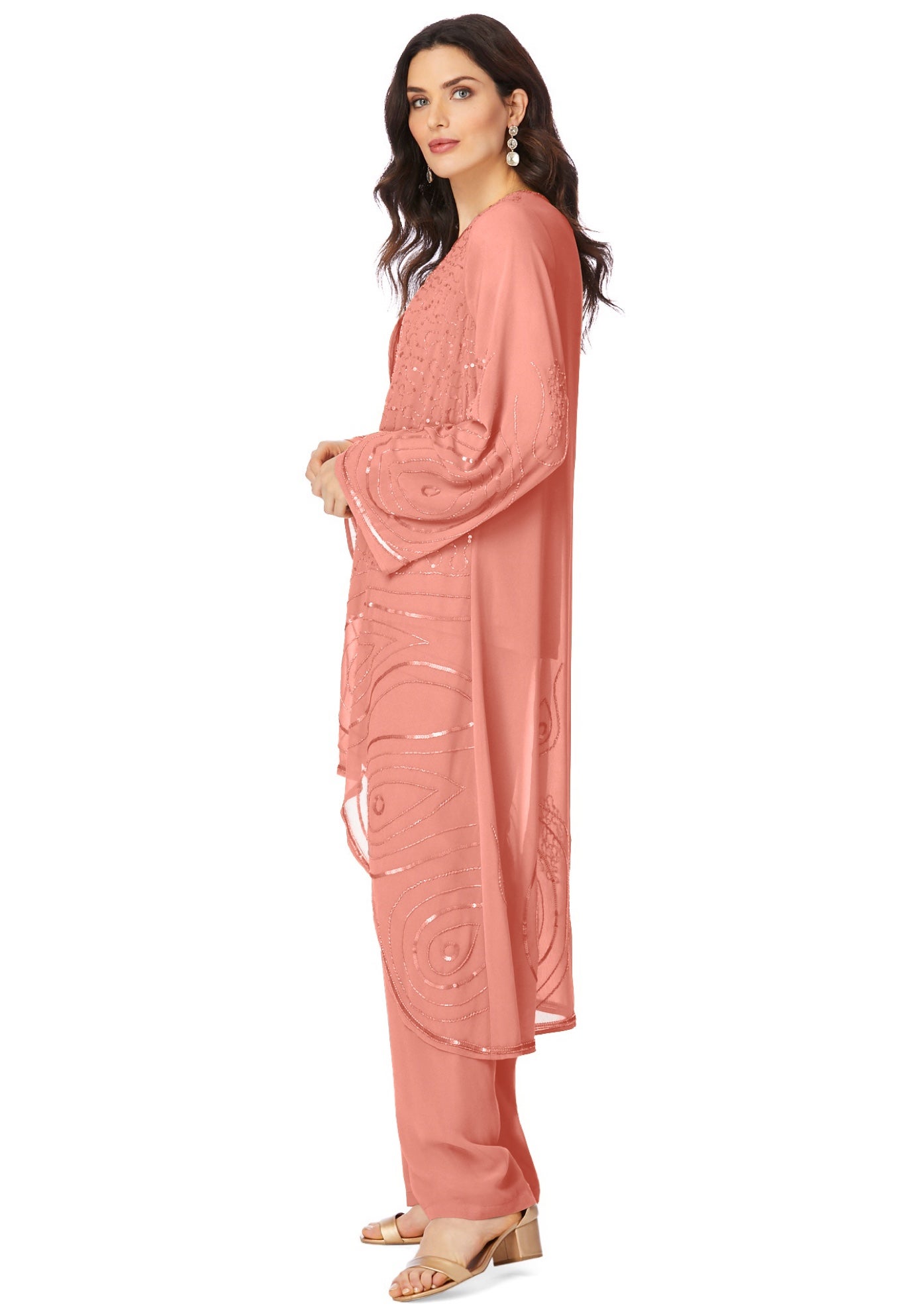 Plus Size Beaded Georgette 3-piece Pant Set &ndash; Formal Wear image number 2