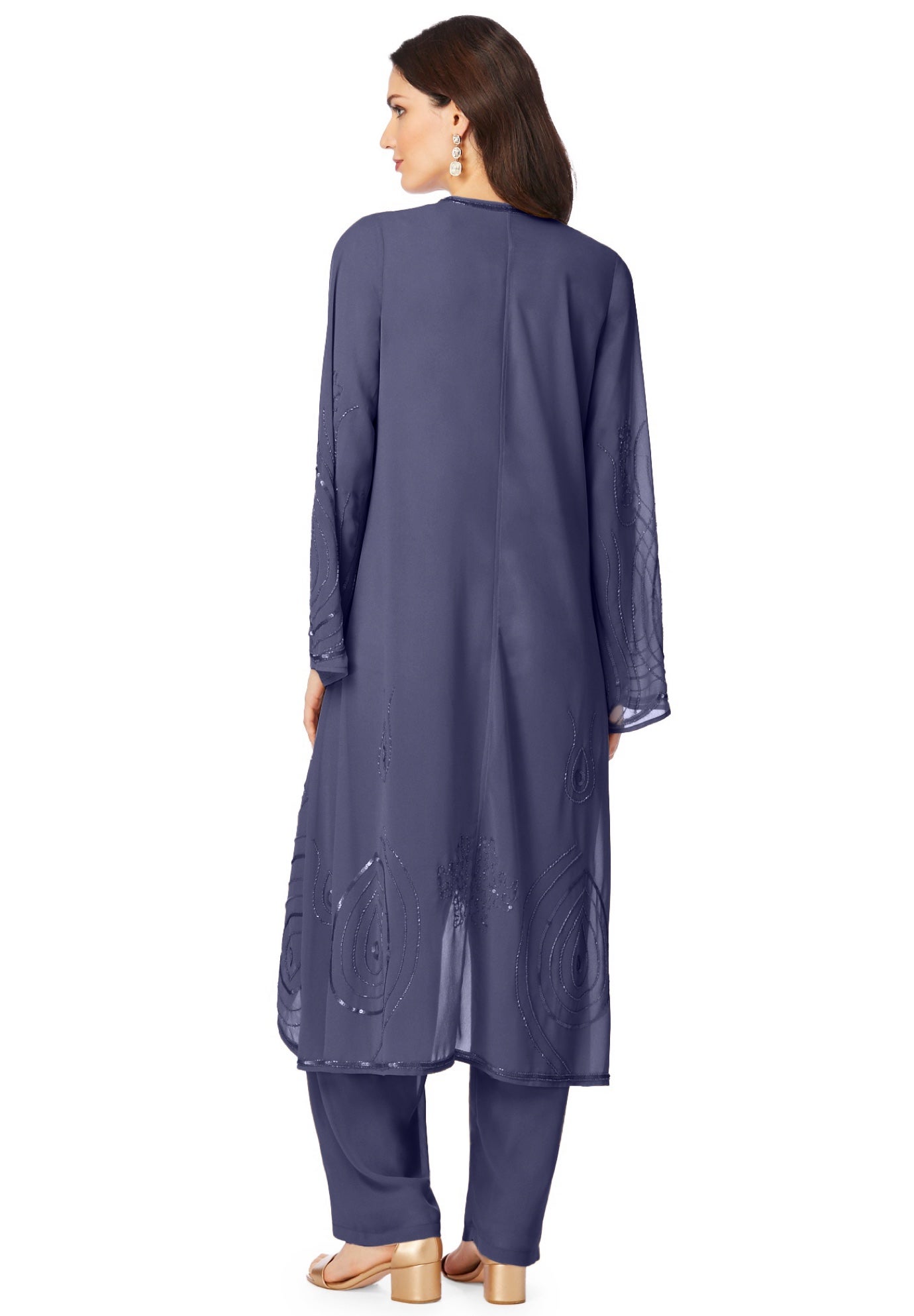 Plus Size Beaded Georgette 3-piece Pant Set &ndash; Formal Wear image number 2