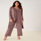 Plus Size Beaded Georgette 3-piece Pant Set &ndash; Formal Wear image number null