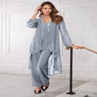 Plus Size Beaded Georgette Scoop Neck 3-Piece Pant Set image number 0