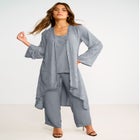 Plus Size Beaded Georgette Scoop Neck 3-Piece Pant Set image number null