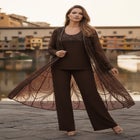 Plus Size Beaded Georgette 3-piece Pant Set &ndash; Formal Wear image number null