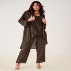 Plus Size Beaded Georgette Scoop Neck 3-Piece Pant Set image number null