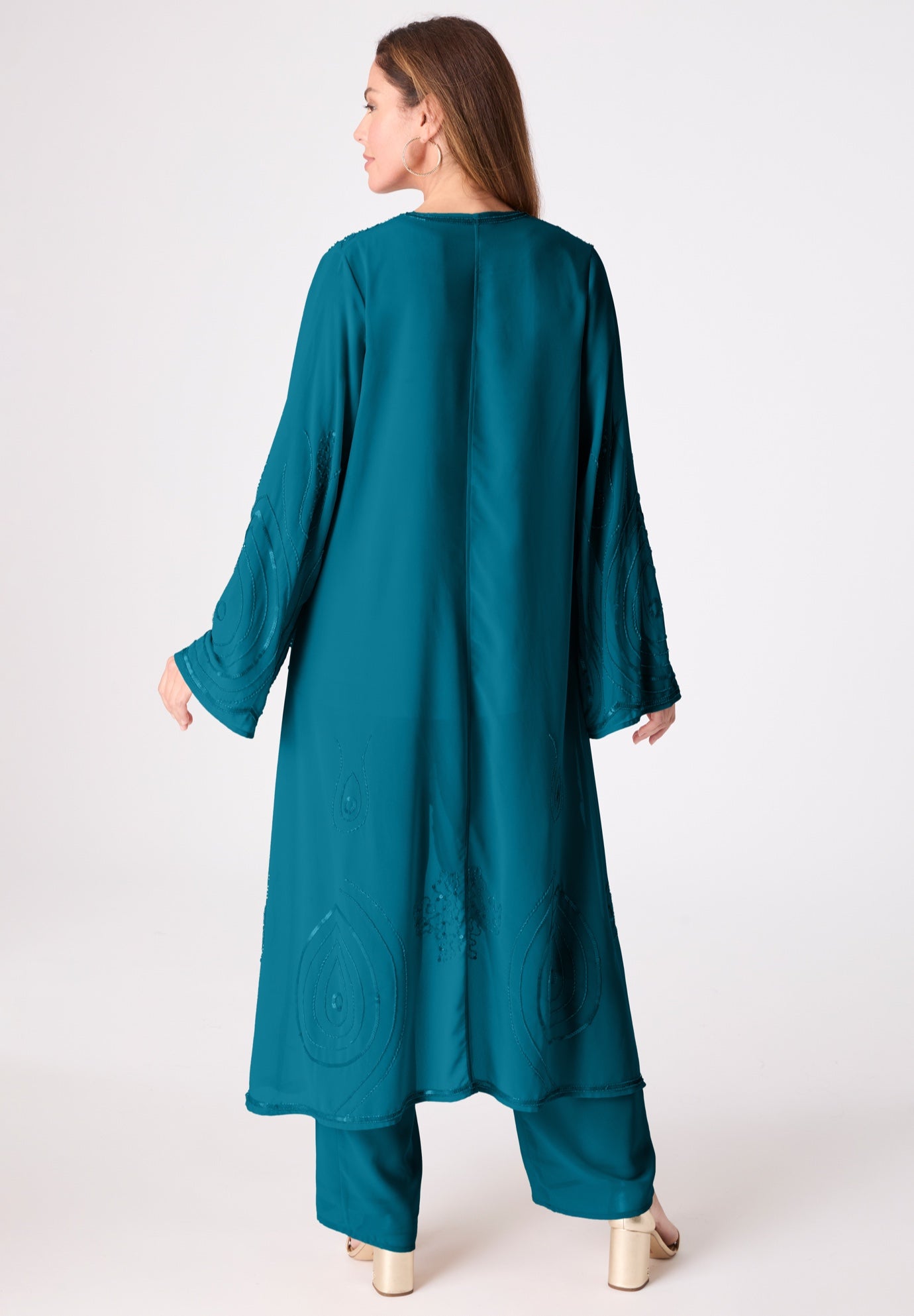 Plus Size Beaded Georgette 3-piece Pant Set &ndash; Formal Wear image number 1