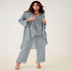 Plus Size Beaded Georgette Scoop Neck 3-Piece Pant Set image number null