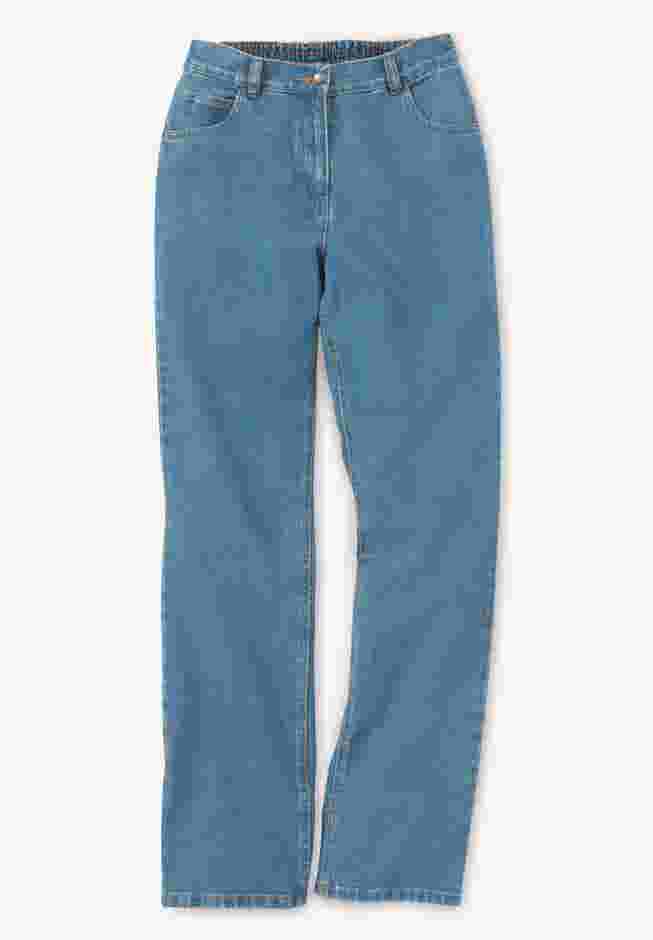 Womens Plus-Size Perfect All-Cotton Back-Elastic Denim Jeans image number 4