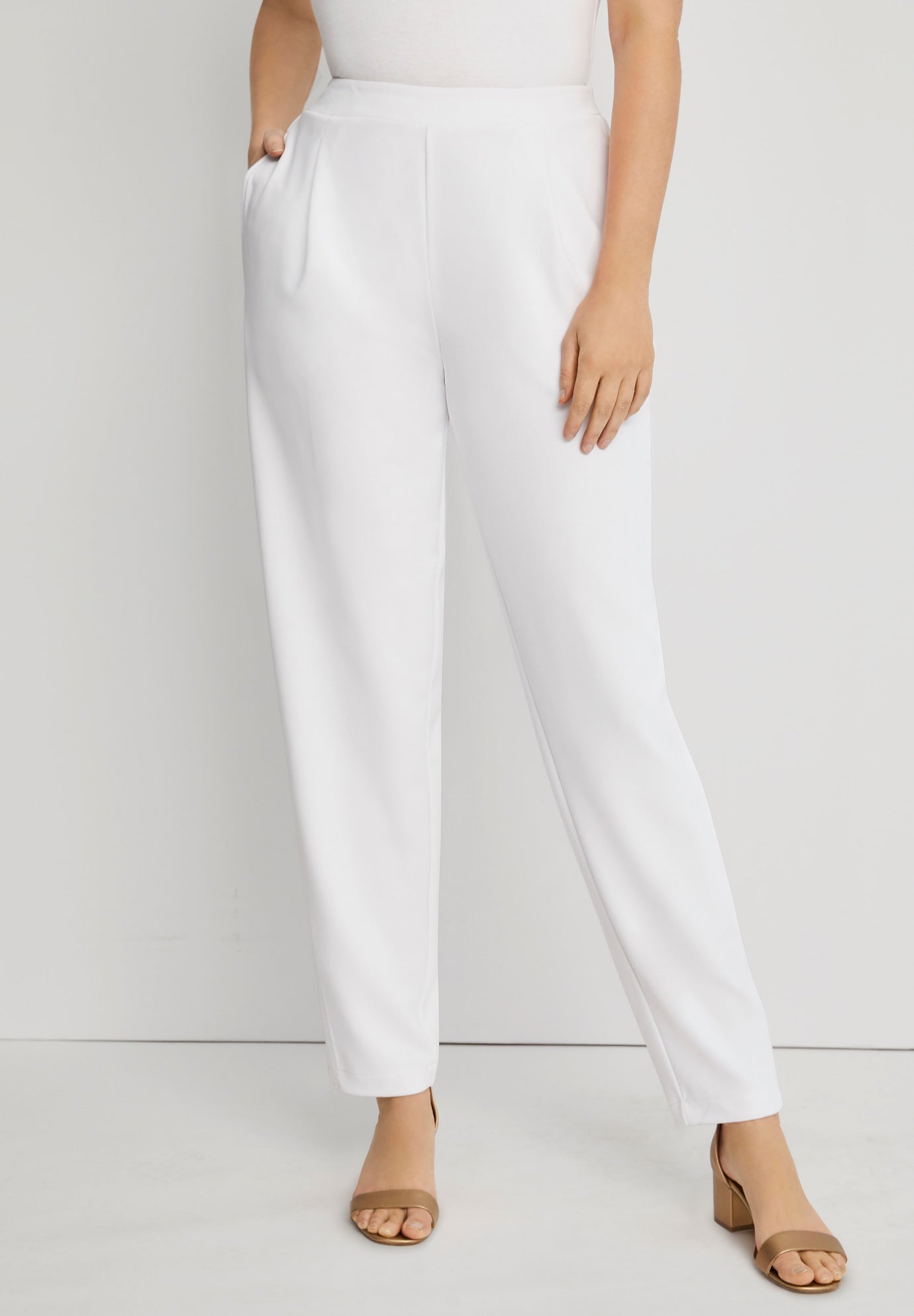 Stretch Knit Crepe Straight Leg Pants image number 0