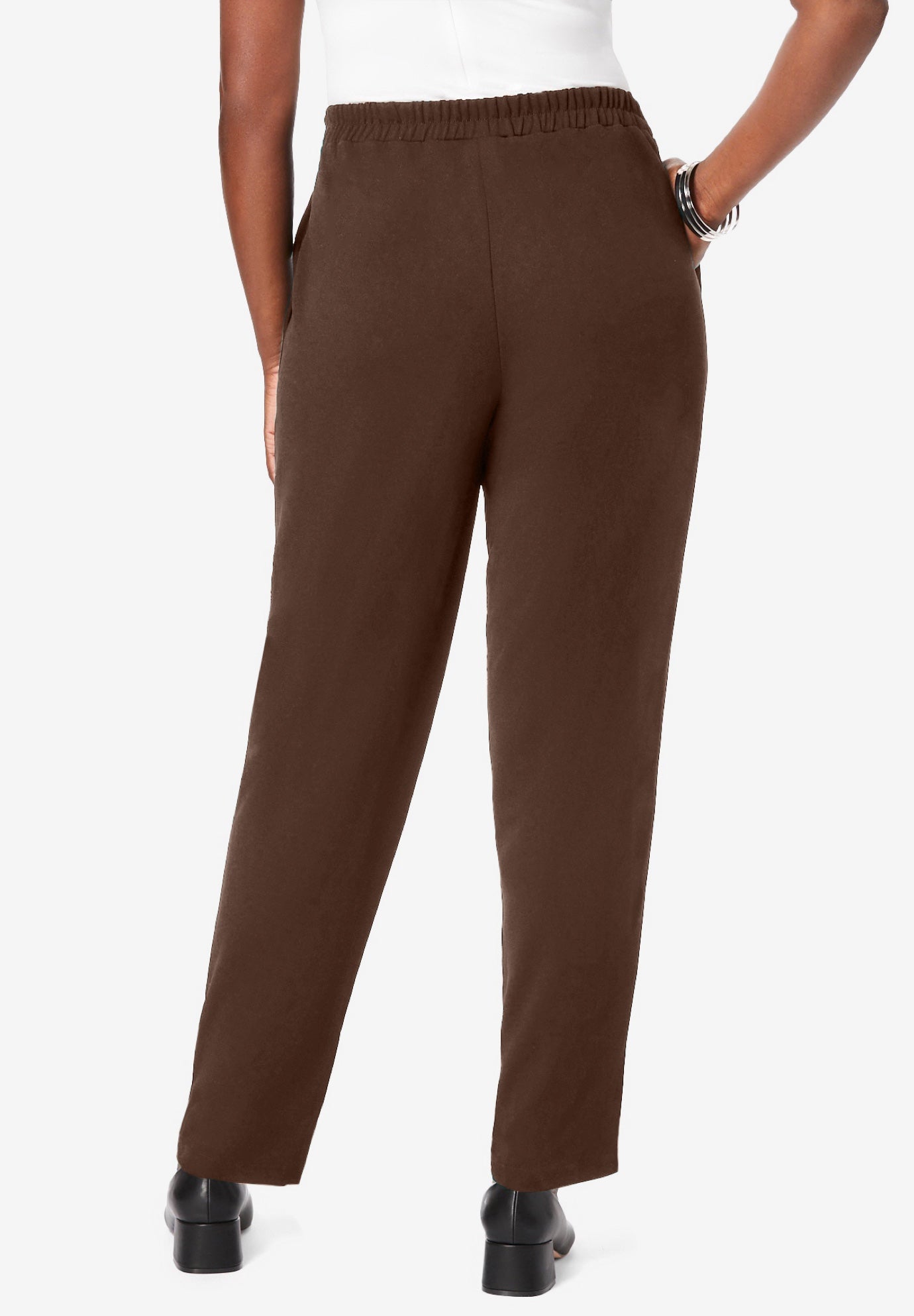 Stretch Knit Crepe Straight Leg Pants image number 1