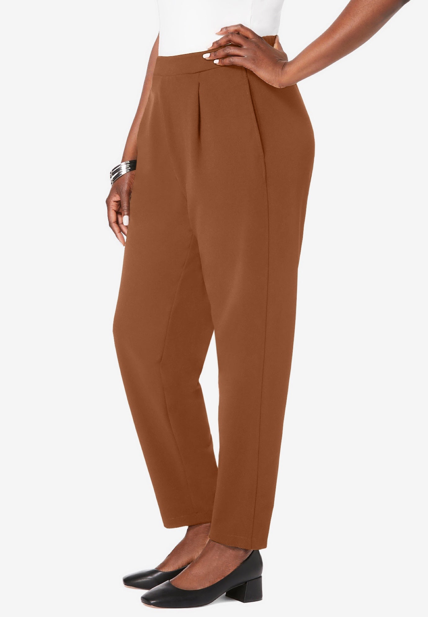 Stretch Knit Crepe Straight Leg Pants image number 1