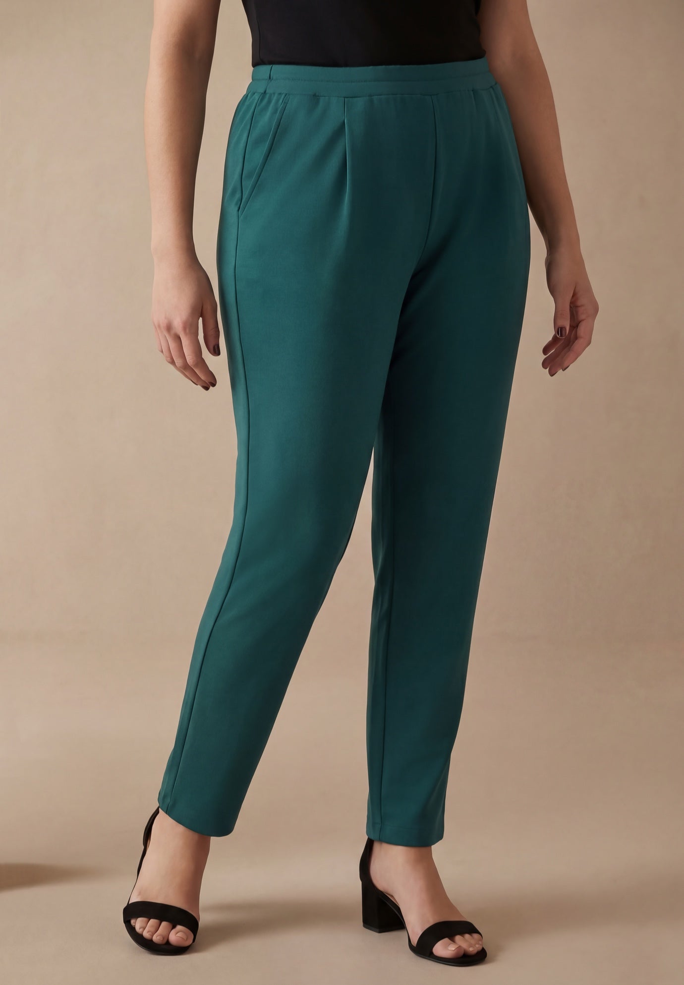 Stretch Knit Crepe Straight Leg Pants image number 0