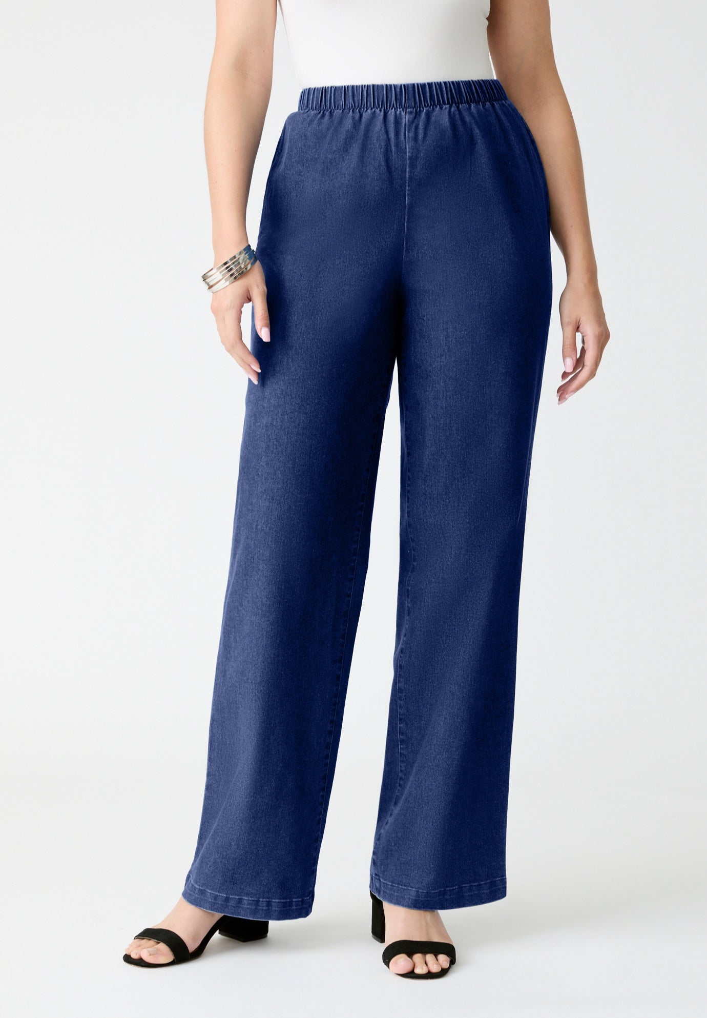 Plus Size Comfort Stretch Wide Leg Jean image number 0