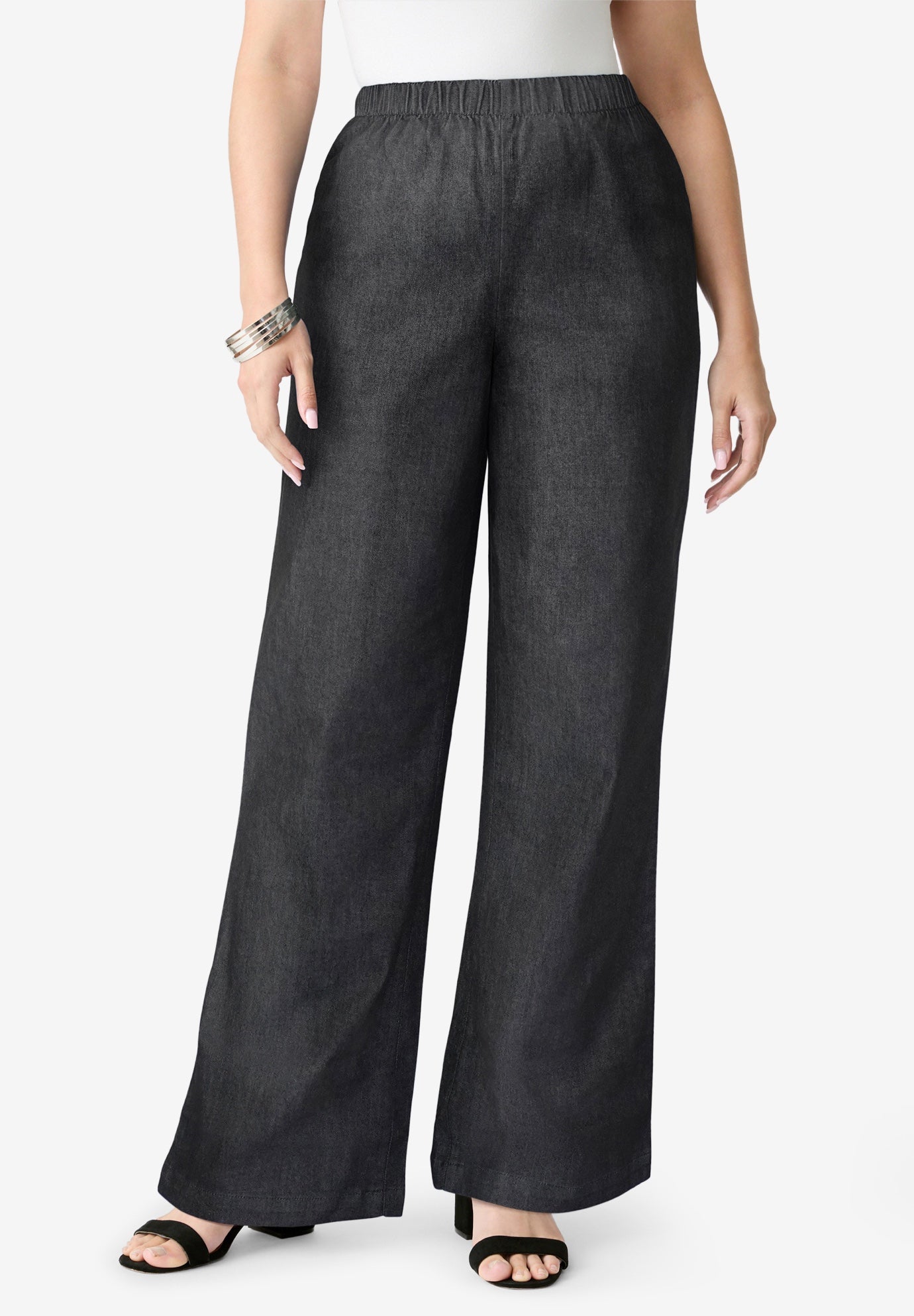 Plus Size Comfort Stretch Wide Leg Jean image number 0