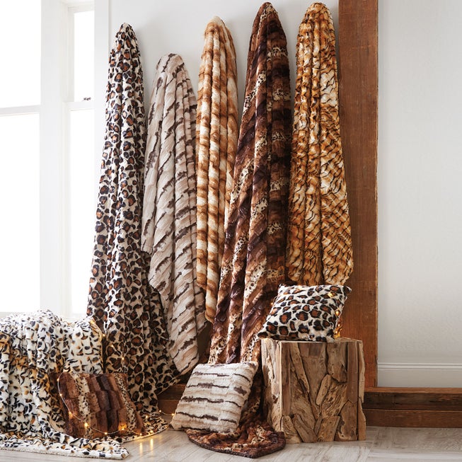 Faux Fur Animal Print Blanket image number 1