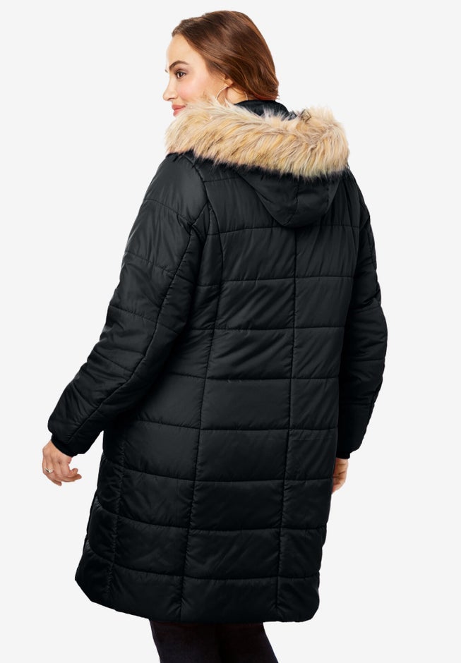 Plus Size Knee Length Puffer Coat image number 2