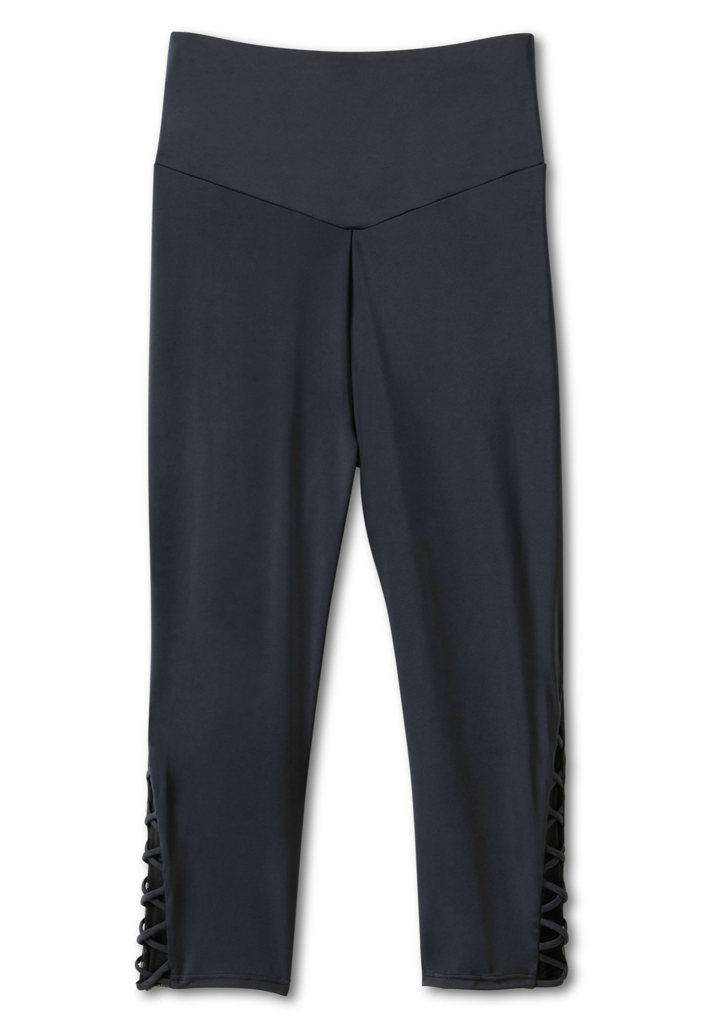 High-Waisted Swim Capri with Lattice Detail image number 3