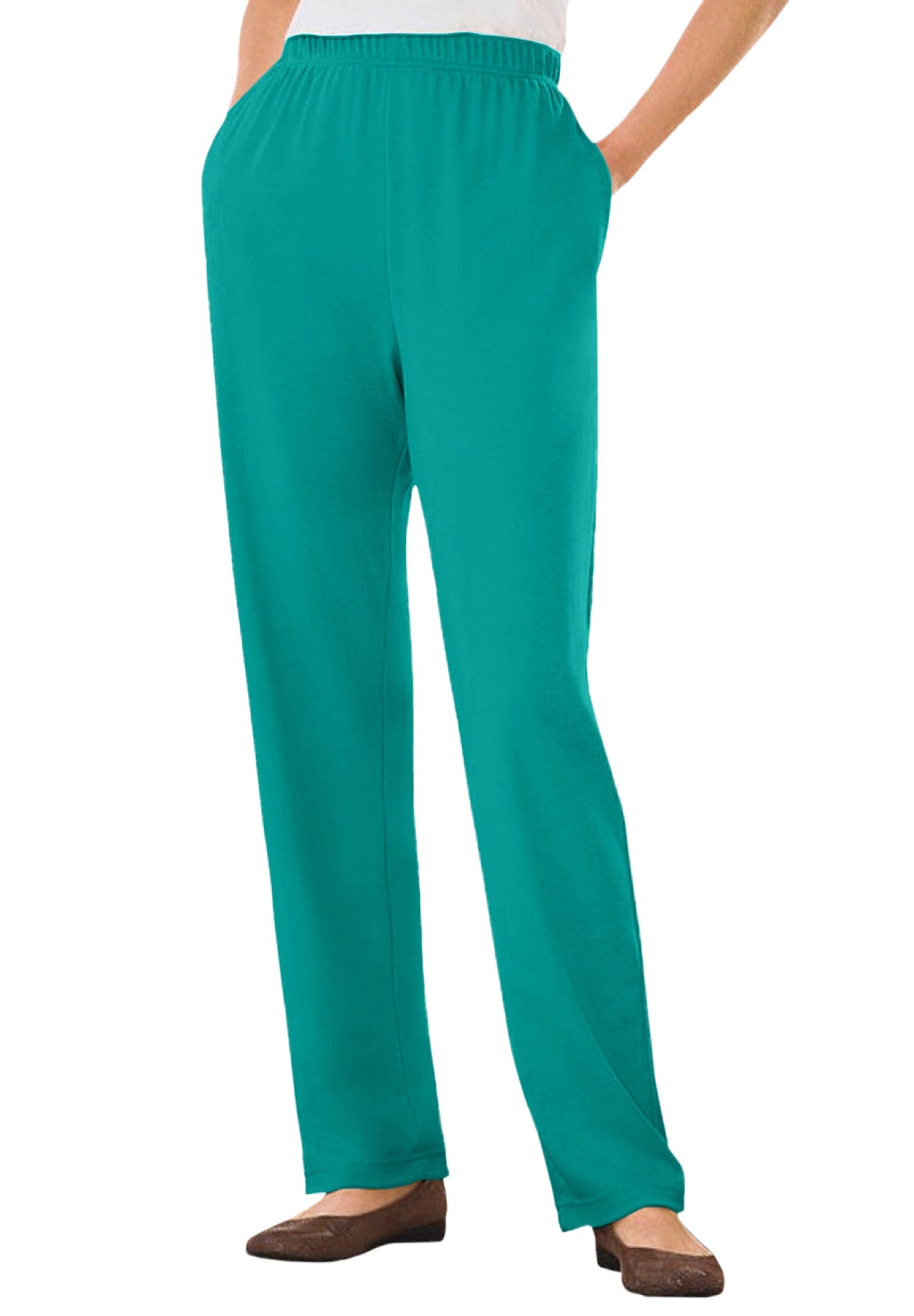 7-Day Straight-Leg Elastic-Waist Stretchy Knit Pant image number 0