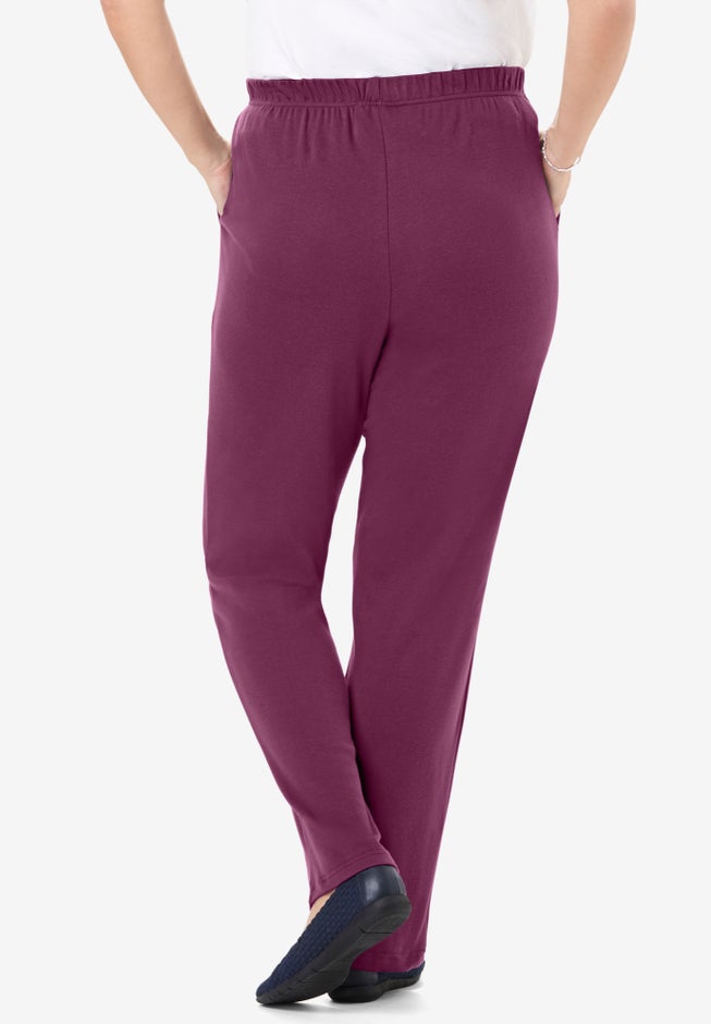 7-Day Straight-Leg Elastic-Waist Stretchy Knit Pant image number 2