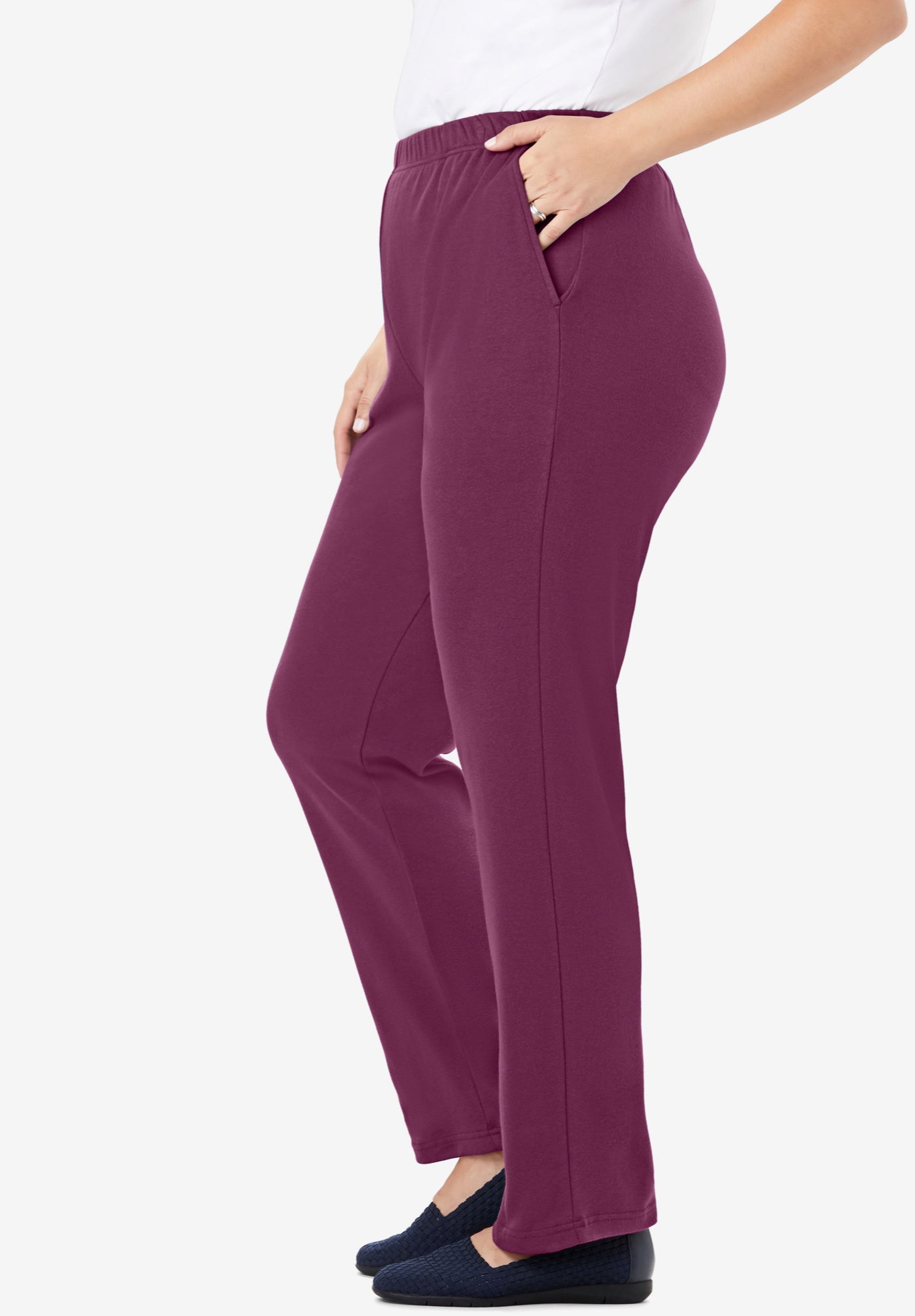 7-Day Straight-Leg Elastic-Waist Stretchy Knit Pant image number 3