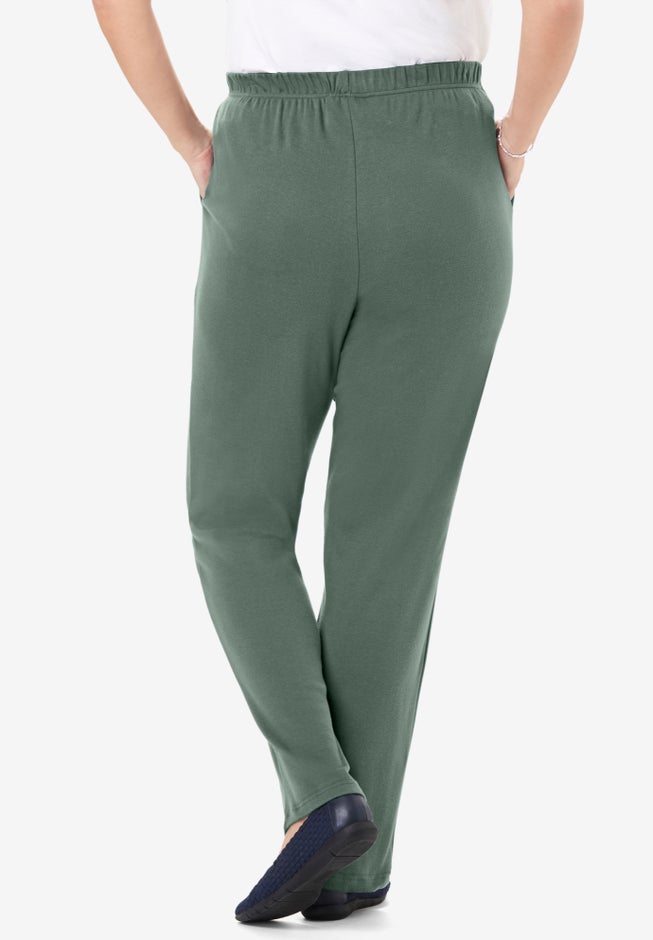7-Day Straight-Leg Elastic-Waist Stretchy Knit Pant image number 2