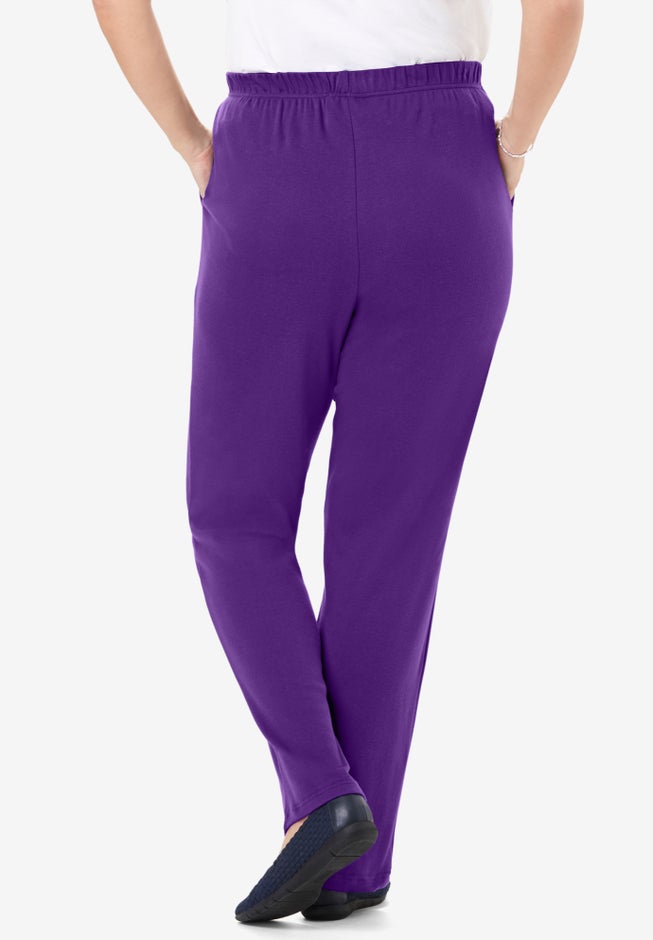7-Day Straight-Leg Elastic-Waist Stretchy Knit Pant image number 2