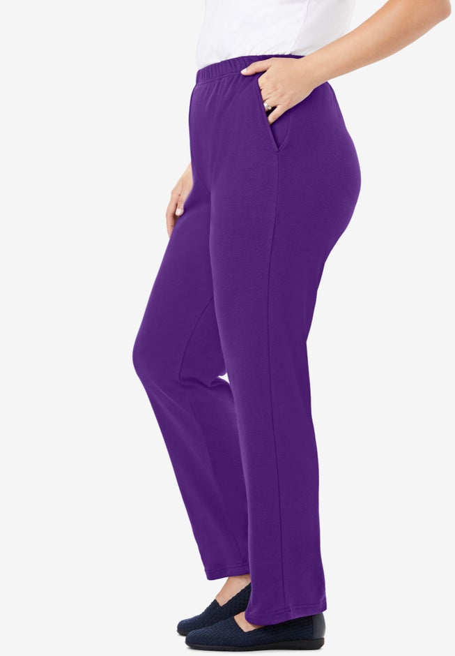 7-Day Straight-Leg Elastic-Waist Stretchy Knit Pant image number 3