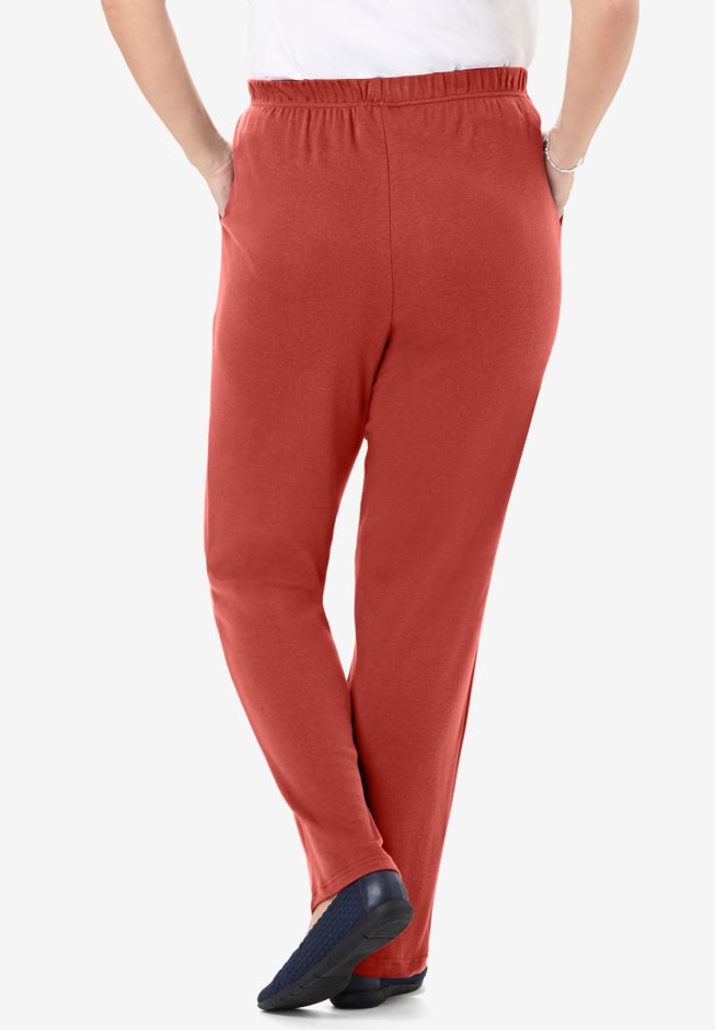 7-Day Straight-Leg Elastic-Waist Stretchy Knit Pant image number 1
